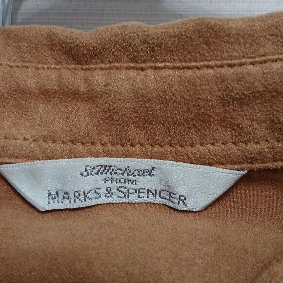 St Michael Marks & Spencer vintage soft button down camel casual shirt Sz 18 - Picture 5 of 7
